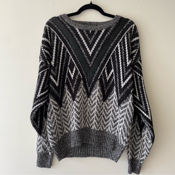 Vintage Barnaby Black & White Grandpa Sweater Size L - Picture 1 of 5